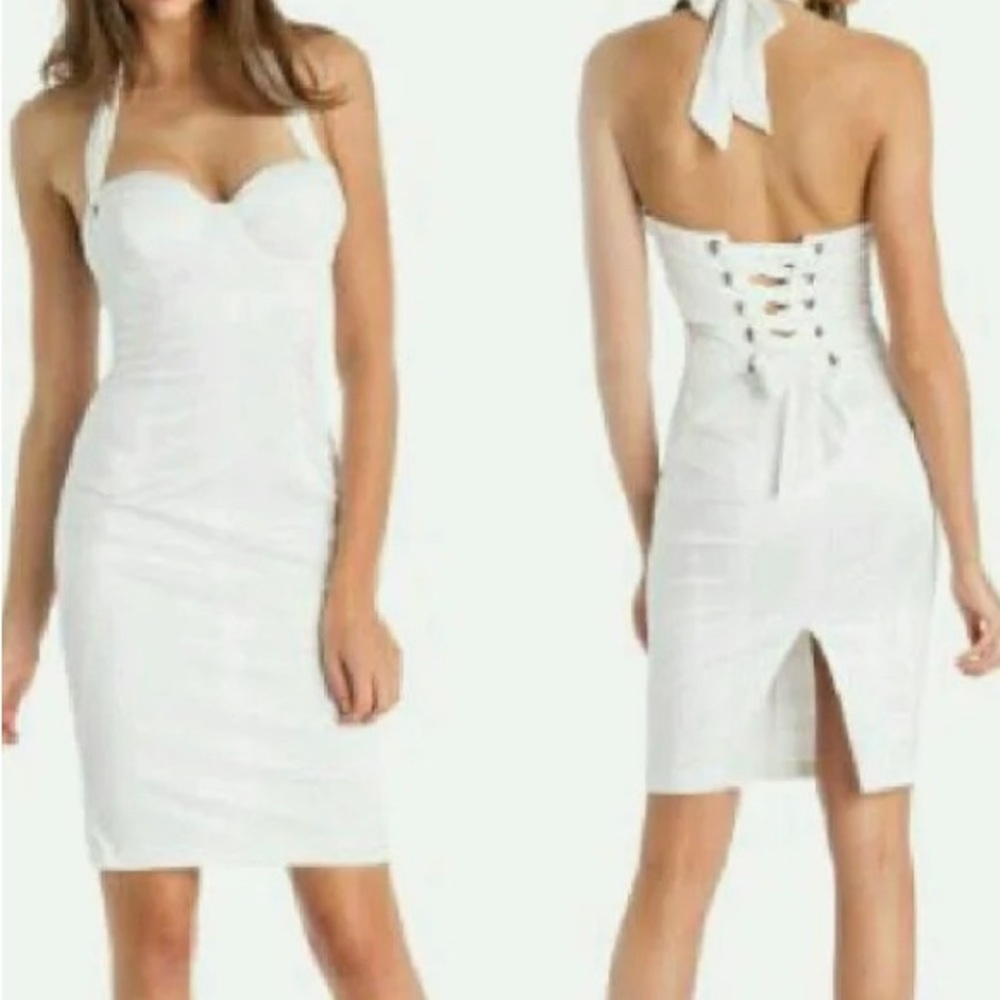 GUESS by Marciano White Bustier Lace Up Corset Dress Size 4